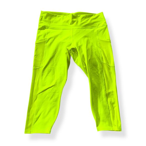 Fabletics neon yellow Power Hold On The Go High Waisted Capri leggings 2X 2XL - Picture 5 of 15
